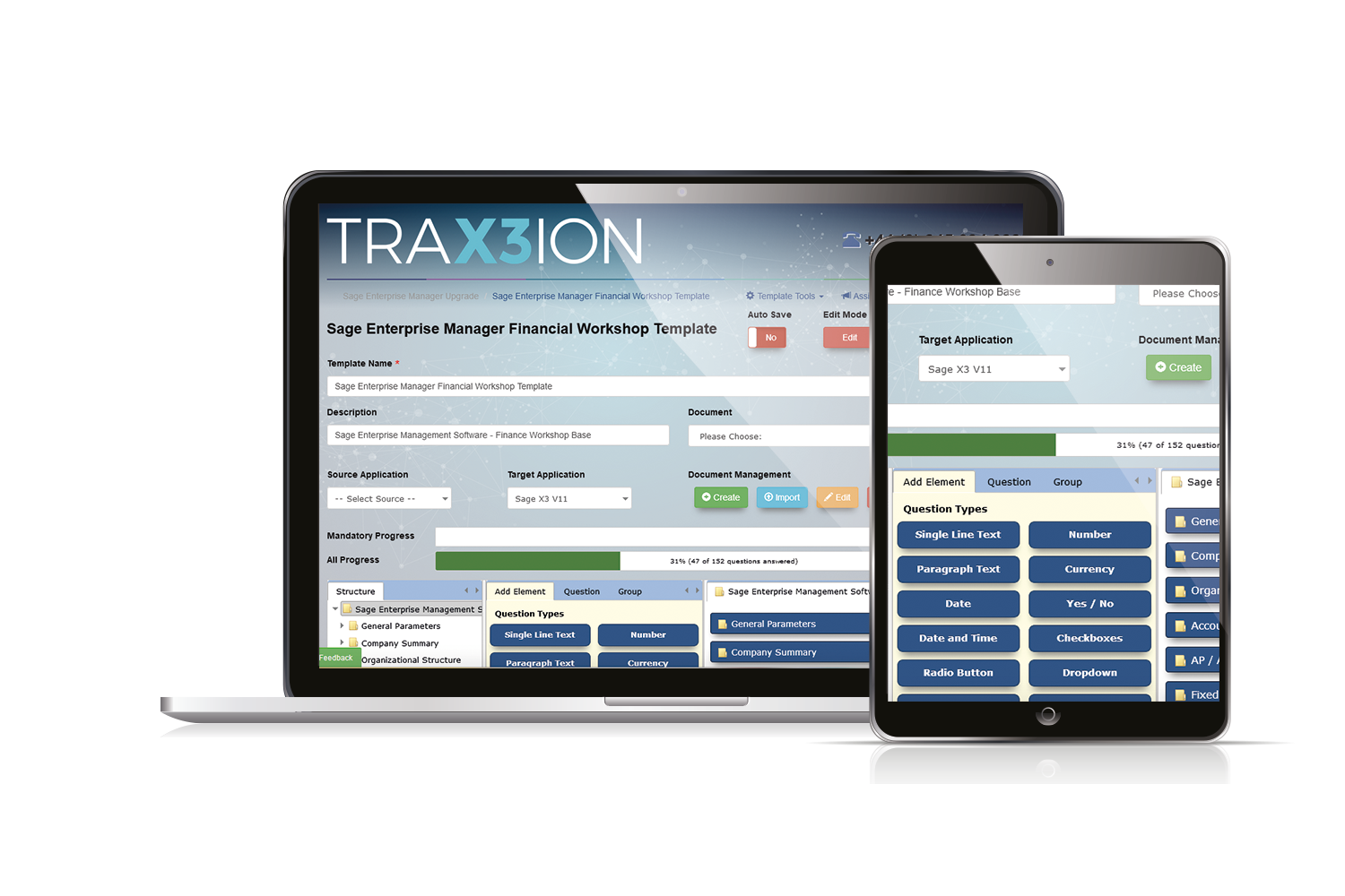 TRAX3ION Screens - Enterprise Management